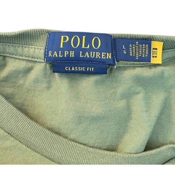 Polo by Ralph Lauren Cursive Embroidered Spellout Mens Large T Shirt Green - Picture 4 of 6